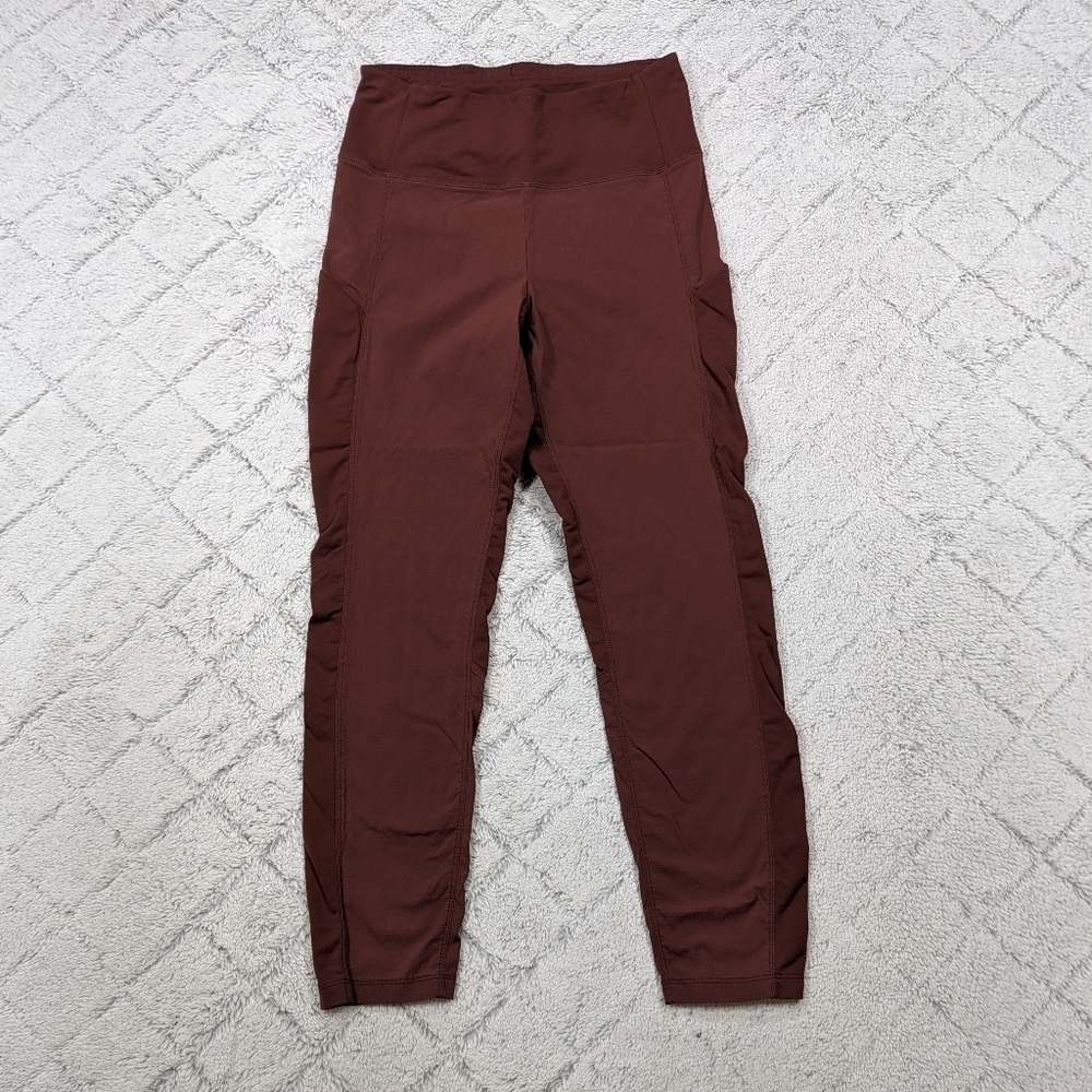Athleta Pants Women's 4 Brown Cognac Trekkie Hybrid Crop Tight Side Pockets